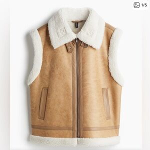 H&M leather and fleece vest